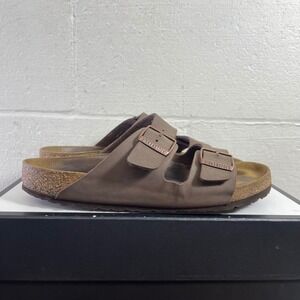 Birkenstock Arizona Mocha Brown Leather Slide Sandals Men's 43 EU/10 US WIDE